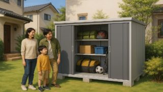 【松山市】物置工事はいくら?安心して任せられる業者選び 松山市の住宅に施工された屋外用物置イメージ