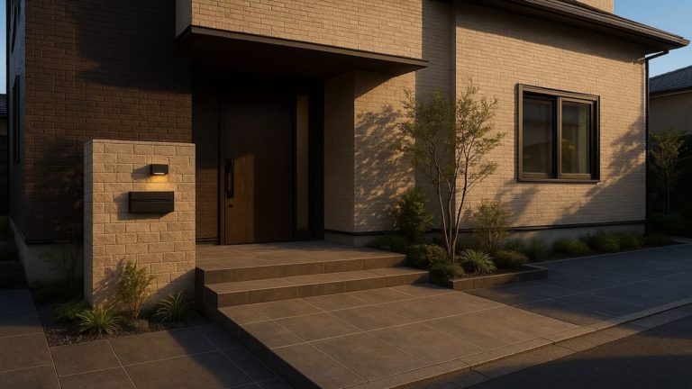 三重県の戸建て外構に施工された玄関アプローチのイメージ