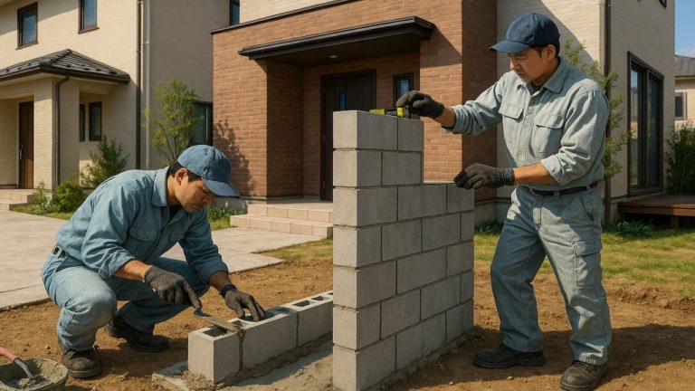 三重県の戸建て外構に施工された門柱のイメージ