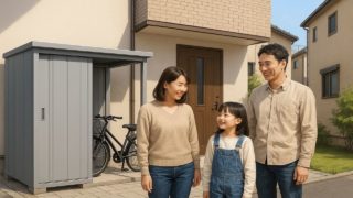 三重県の住宅に施工された屋外用物置イメージ