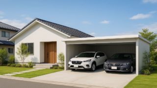 三原市の住宅に施工された車庫ガレージのイメージ