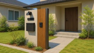 【三原市】門柱の費用相場|おしゃれに仕上げる配置と配色 三原市の戸建て外構に施工された門柱のイメージ