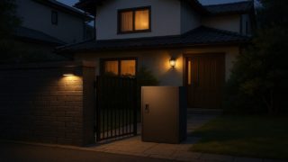 【三木市】宅配ボックスの費用の違い|置き場所別の注意ポイント 三木市の戸建て外構に施工された宅配ボックスのイメージ