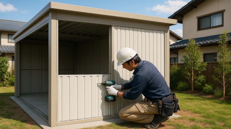 三木市の住宅に施工された車庫ガレージのイメージ
