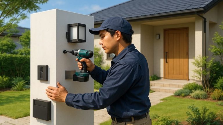 三木市の戸建て外構に施工された門柱のイメージ