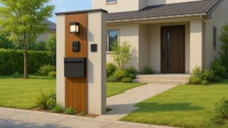 南アルプス市の戸建て外構に施工された門柱のイメージ