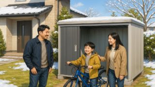【南アルプス市】おしゃれ物置を安く設置|おすすめの依頼方法 南アルプス市の住宅に施工された屋外用物置イメージ