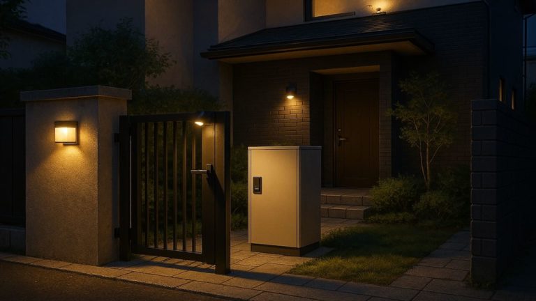 箕面市の戸建て外構に施工された宅配ボックスのイメージ