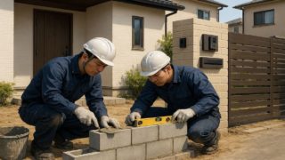 三郷市の戸建て外構に施工された門柱のイメージ