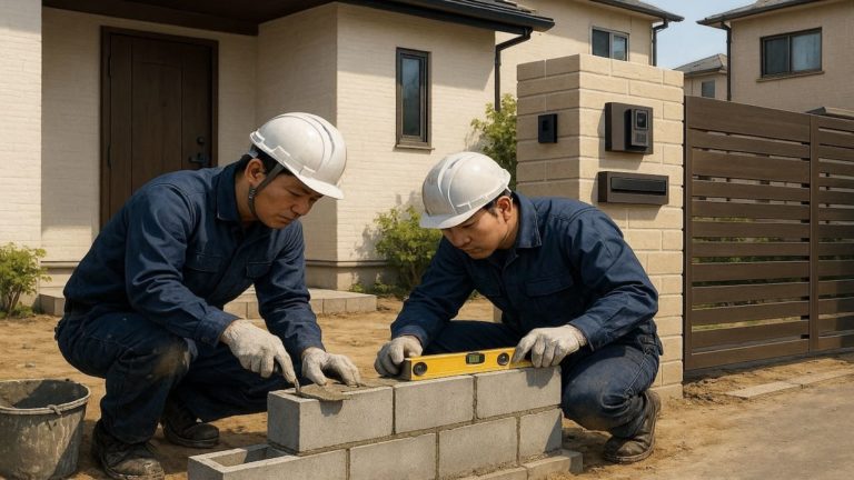 三郷市の戸建て外構に施工された門柱のイメージ