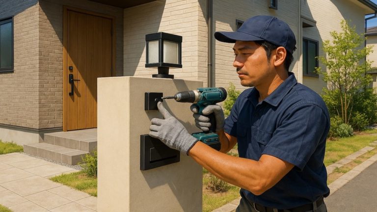 三鷹市の戸建て外構に施工された門柱のイメージ