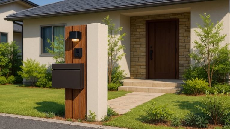 水戸市の戸建て外構に施工された門柱のイメージ