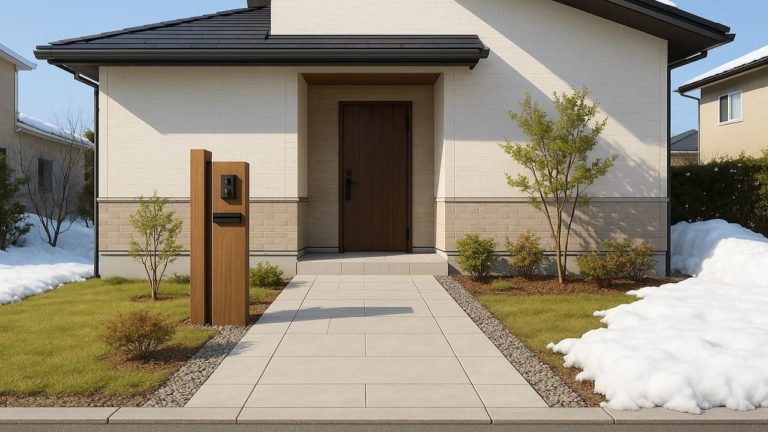 宮城県の戸建て外構に施工された玄関アプローチのイメージ