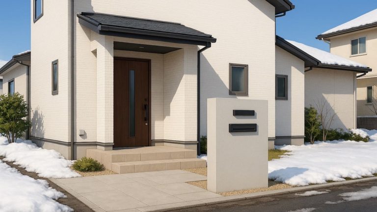 宮城県の戸建て外構に施工された門柱のイメージ