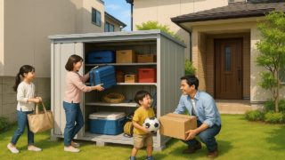 【都城市】安いのに人気の物置設置|おすすめデザインと費用目安 都城市の住宅に施工された屋外用物置イメージ