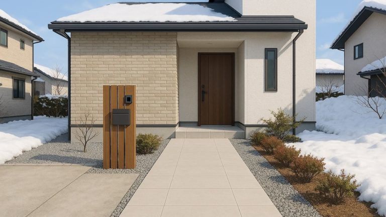 盛岡市の戸建て外構に施工された玄関アプローチのイメージ