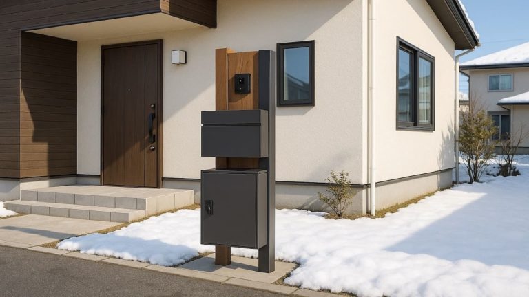 盛岡市の戸建て外構に施工された宅配ボックスのイメージ