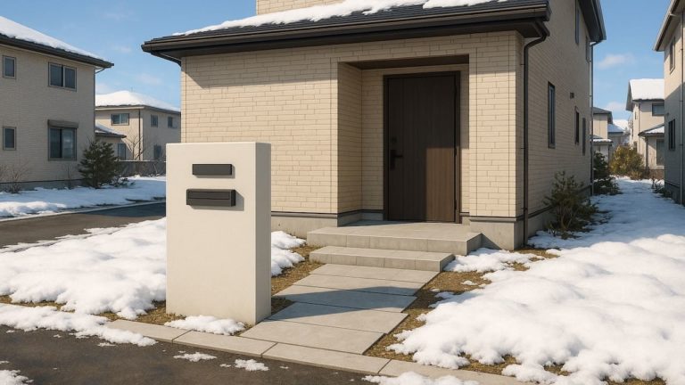 盛岡市の戸建て外構に施工された門柱のイメージ