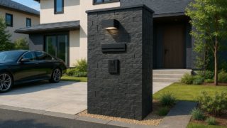 宗像市の戸建て外構に施工された門柱のイメージ