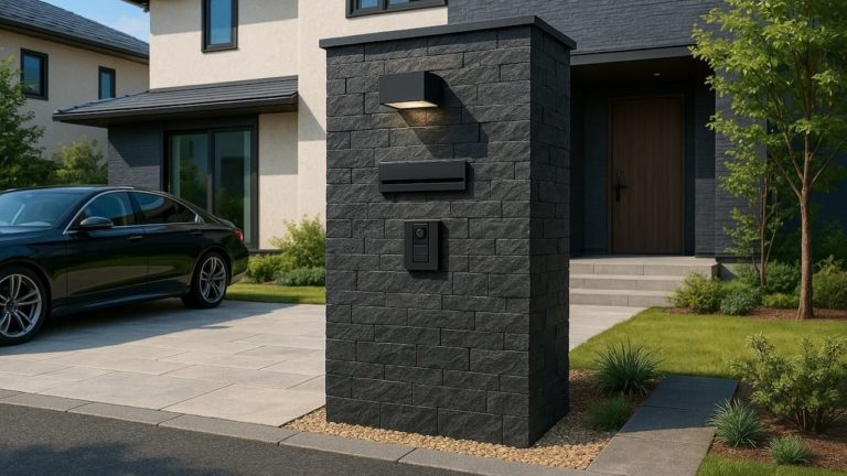 宗像市の戸建て外構に施工された門柱のイメージ