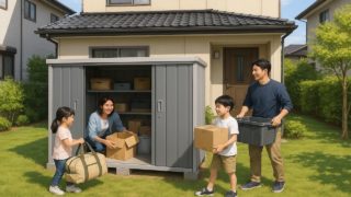 【宗像市】物置工事の相場|後悔しないための依頼ポイント 宗像市の住宅に施工された屋外用物置イメージ