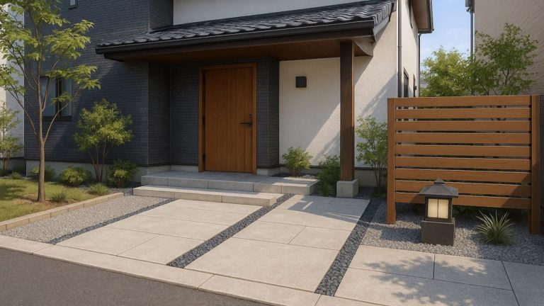 武蔵野市の戸建て外構に施工された玄関アプローチのイメージ