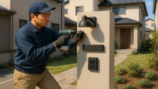 武蔵野市の戸建て外構に施工された門柱のイメージ