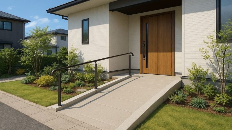 長浜市の戸建て外構に施工された玄関アプローチのイメージ