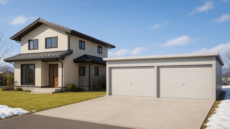 長野県の住宅に施工された車庫ガレージのイメージ