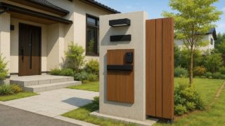 【長野県】門柱の費用相場|配置ミスで後悔しないために 長野県の戸建て外構に施工された門柱のイメージ