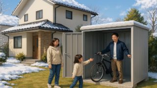長野県の住宅に施工された屋外用物置イメージ