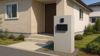 長岡市の戸建て外構に施工された門柱のイメージ