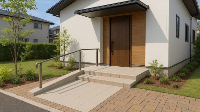 流山市の戸建て外構に施工された玄関アプローチのイメージ