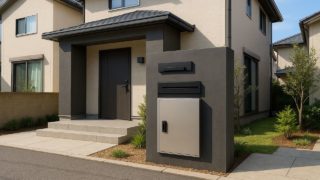 【流山市】宅配ボックスの工事相場|リアルな体験談と工期の目安 流山市の戸建て外構に施工された宅配ボックスのイメージ