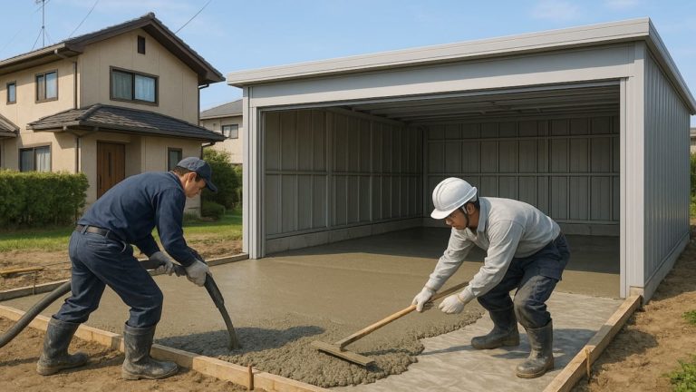 流山市の住宅に施工された車庫ガレージのイメージ