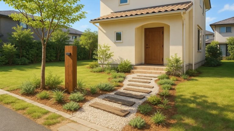 名古屋市の戸建て外構に施工された玄関アプローチのイメージ