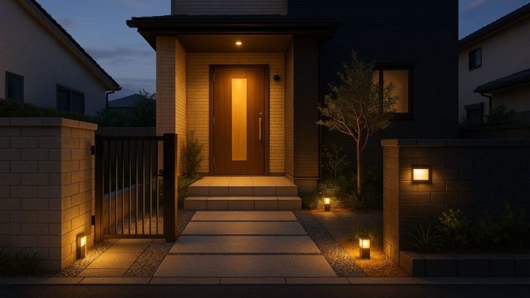 中野区の戸建て外構に施工された玄関アプローチのイメージ