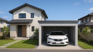 【奈良県】車庫ガレージの費用感|必要十分で後悔しない選び方 奈良県の住宅に施工された車庫ガレージのイメージ