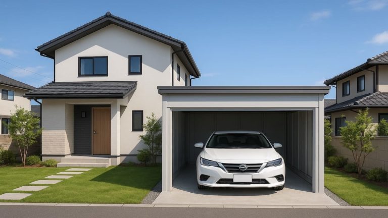 奈良県の住宅に施工された車庫ガレージのイメージ