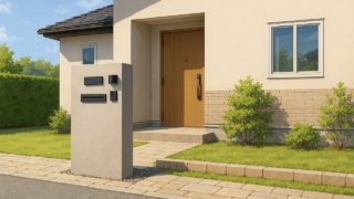 奈良県の戸建て外構に施工された門柱のイメージ