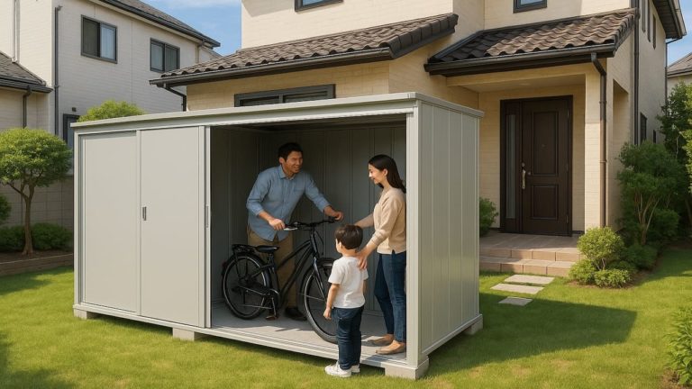 奈良県の住宅に施工された屋外用物置イメージ