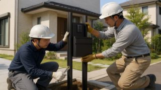 習志野市の戸建て外構に施工された門柱のイメージ