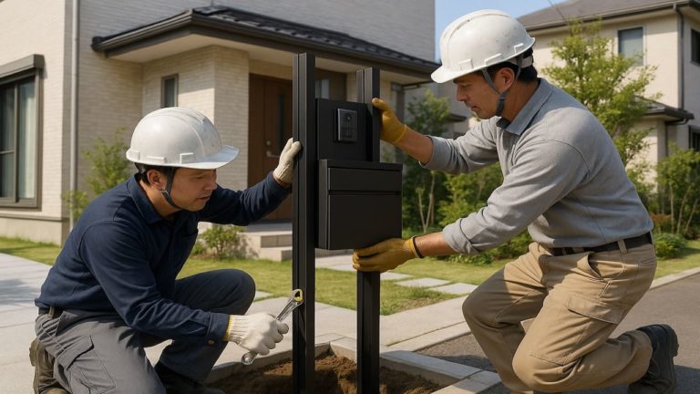 習志野市の戸建て外構に施工された門柱のイメージ