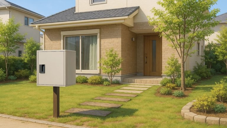 那須塩原市の戸建て外構に施工された宅配ボックスのイメージ