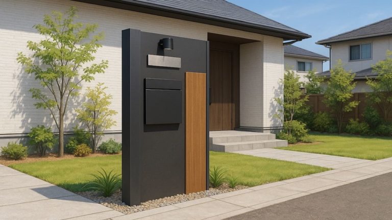 名取市の戸建て外構に施工された門柱のイメージ