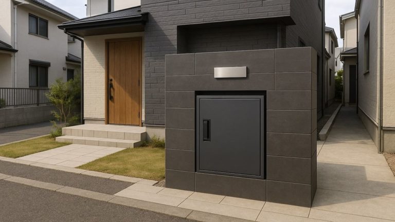 寝屋川市の戸建て外構に施工された宅配ボックスのイメージ
