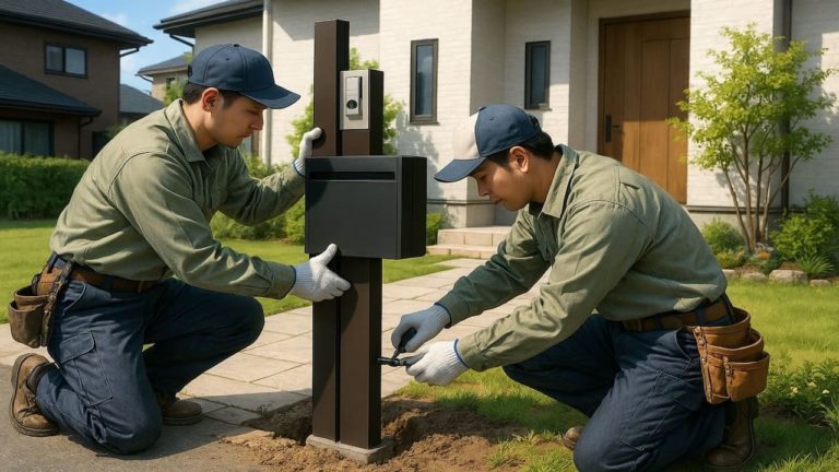 寝屋川市の戸建て外構に施工された門柱のイメージ