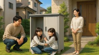 寝屋川市の住宅に施工された屋外用物置イメージ