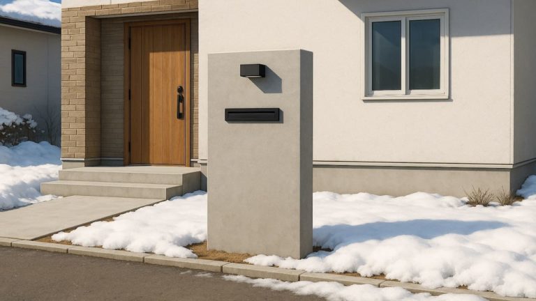 新潟県の戸建て外構に施工された門柱のイメージ