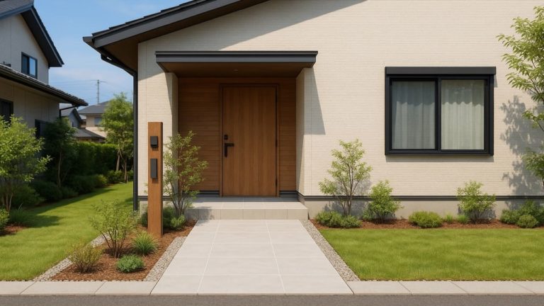 新居浜市の戸建て外構に施工された玄関アプローチのイメージ